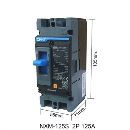 Chint 125A 2 Pole Industrial Circuit Breaker Single Phase 125AF 36KAIC 220V 25kA 415V MCCB NXM-125S/2300/125A
