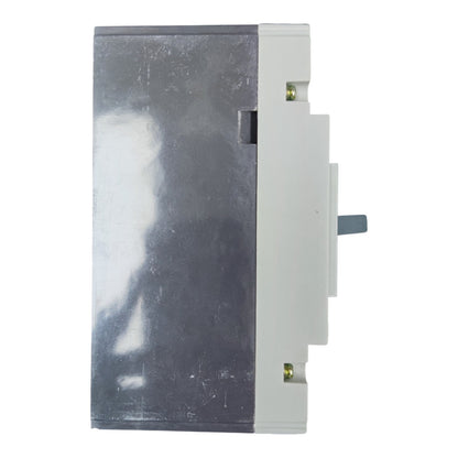 A rectangular electrical switch component with a dark gray metallic front cover and a white side housing, shown against a plain white background.