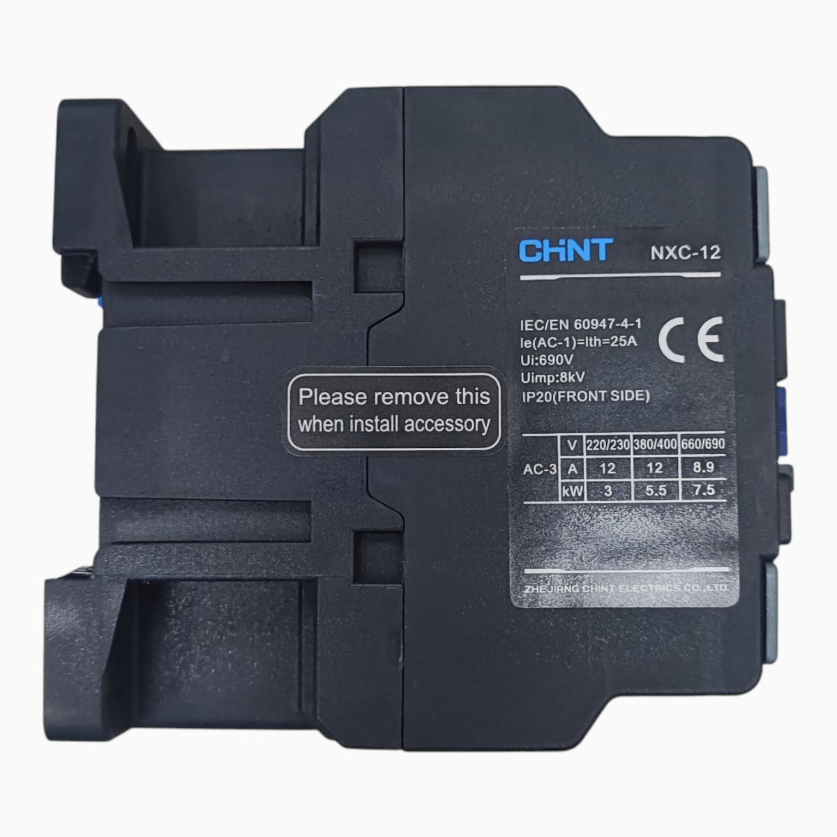 Chint 12A 3 Phase Magnetic Contactor 1NO + 1NC Coil Voltage 220V