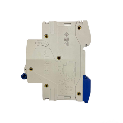 Electrical circuit breaker on a white background