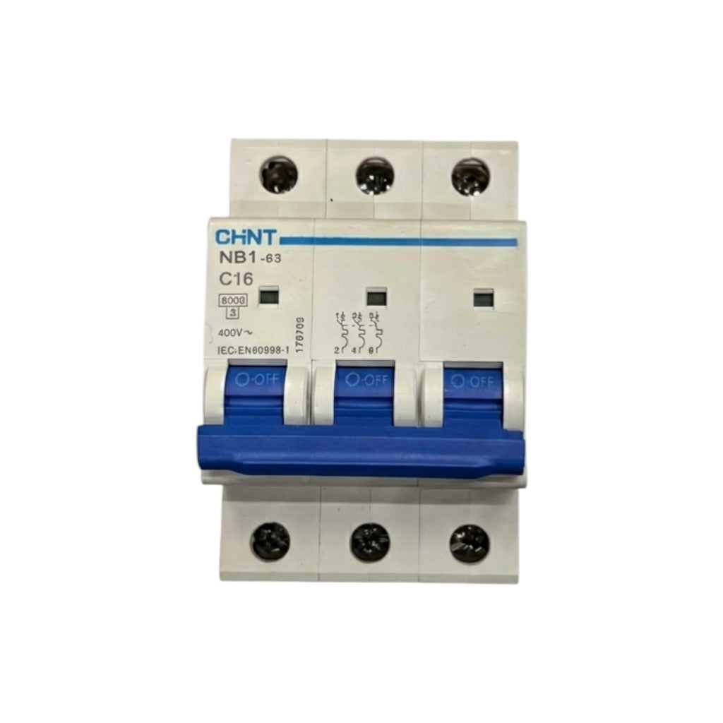 Circuit breaker with CHINT branding on a white background