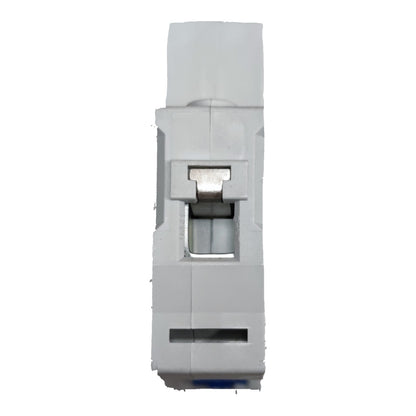 Gray electrical breaker on a white background