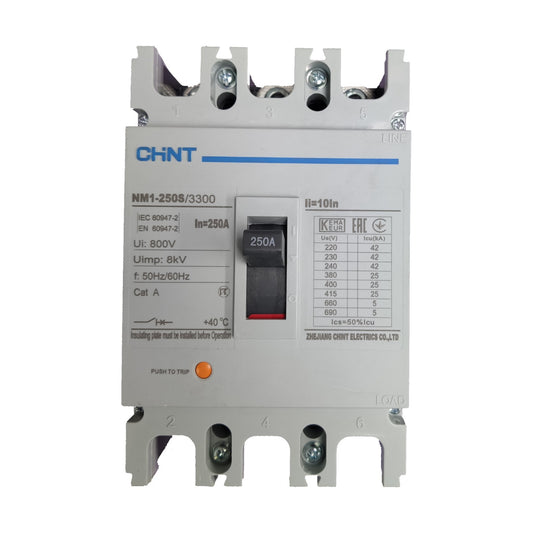 Chint 250A 3 Pole Industrial Circuit Breaker 3 Phase 50 KAIC Circuit Breakers