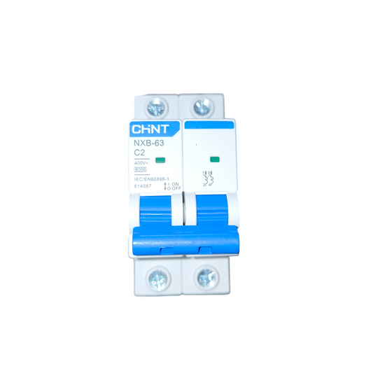 Electrical breaker with CHINT branding on a white background