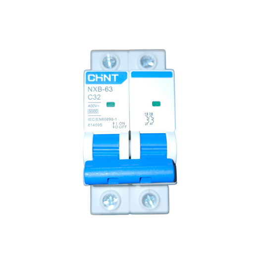 Circuit breaker with CHINT branding on a white background
