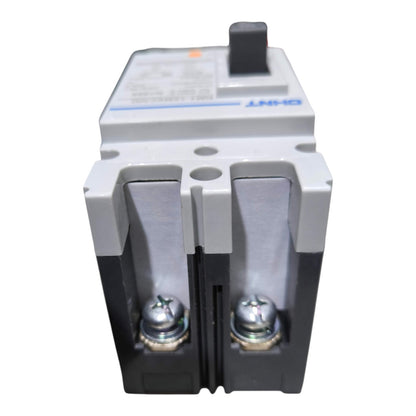 A CHINT brand electrical circuit breaker with a gray top housing, black lower housing, and silver metal terminal screws, shown on a plain white background.