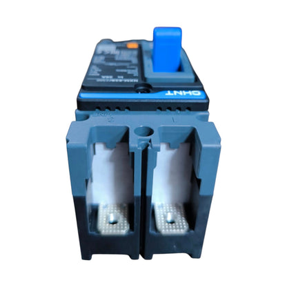 A CHNT industrial electronic component with a blue handle on top, set against a plain white background.