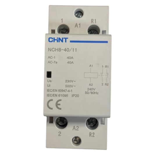 Circuit breaker with CHNT branding on a white background