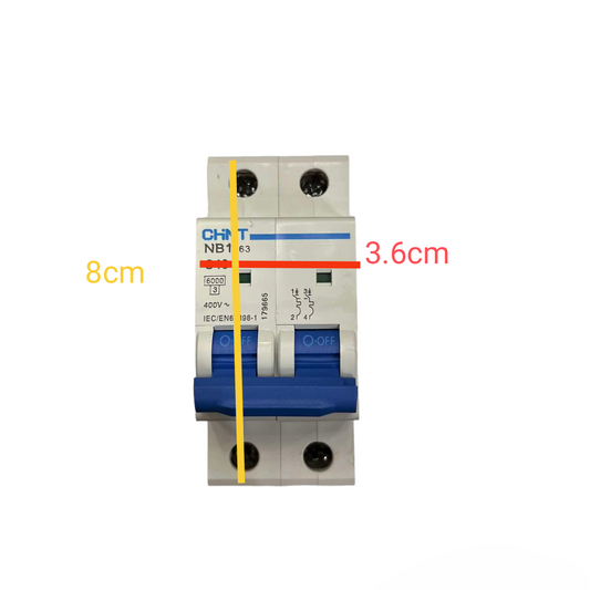 Chint 50A 2Pole 6KAIC 220V with indicator Miniature Circuit Breaker NB1-63 2P C50 6KADB