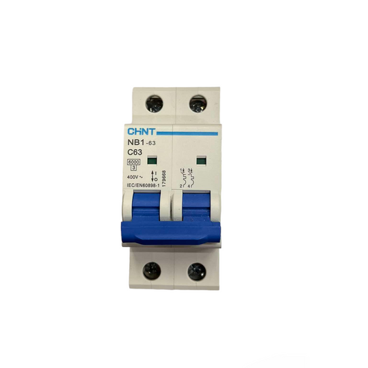 Circuit breaker with blue base on a white background