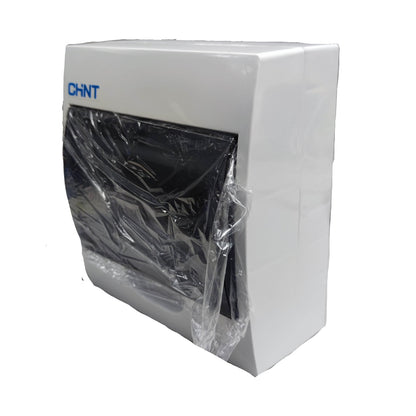 A white wall-mounted CHNT dispenser, likely a hand sanitizer or soap dispenser, wrapped in clear protective plastic film. The blue CHNT logo is visible on the upper left corner of the white casing.