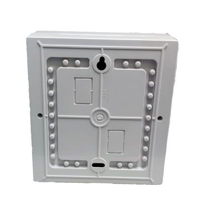 A light gray plastic junction box backplate or electrical enclosure base, shown from the rear against a plain white background.