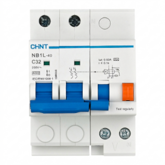 Chint NB1L Residual Current Operated Circuit Breaker with Over-current Protection (RCBO) 32A 2Pole 230V