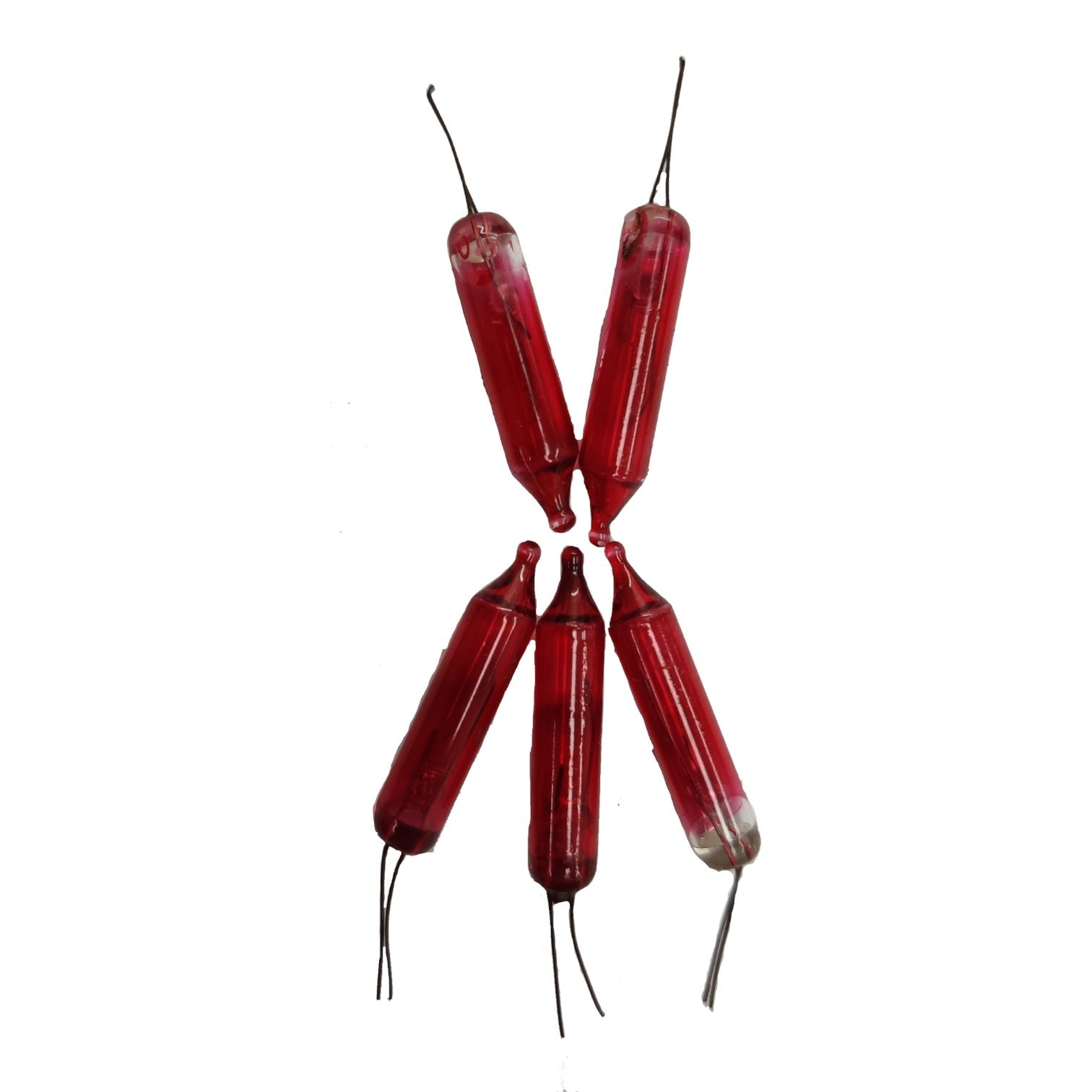 Red cylindrical objects with black wires on a white background Christmas Light Bulbs 25pcs of Bulbs per pack + 10pcs of bulbs Free for Warranty Electx Electrical Supply 2