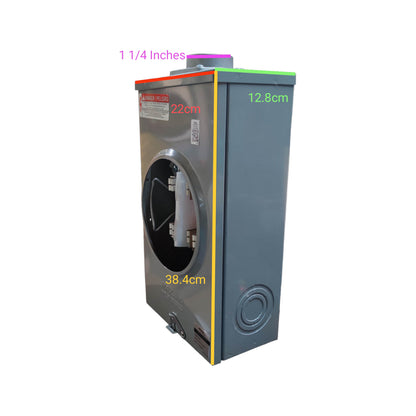 Cirtech KWH Meter Base 8 Jaws 1 1/4 Inch Rectangular Meter Base Max 200A