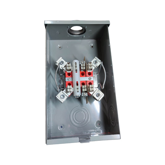 Electrical junction box with wiring on a white background