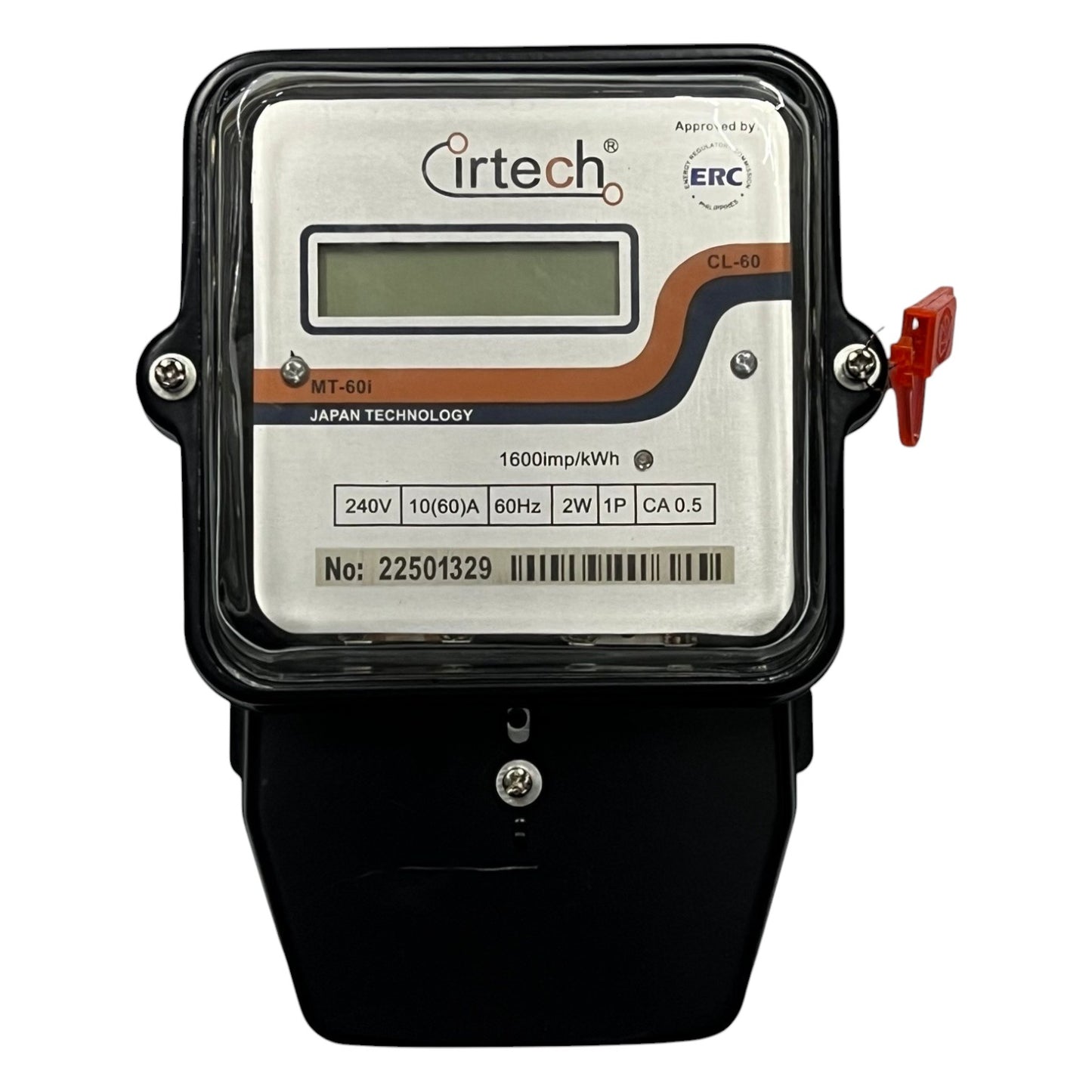 Electric meter with 'irtech' branding on a white background Cirtech KWH Meter 60A 2W Single Phase Submeter MT-60i 2 Wire Single Phase LCD Monitor Electx Electrical Supply