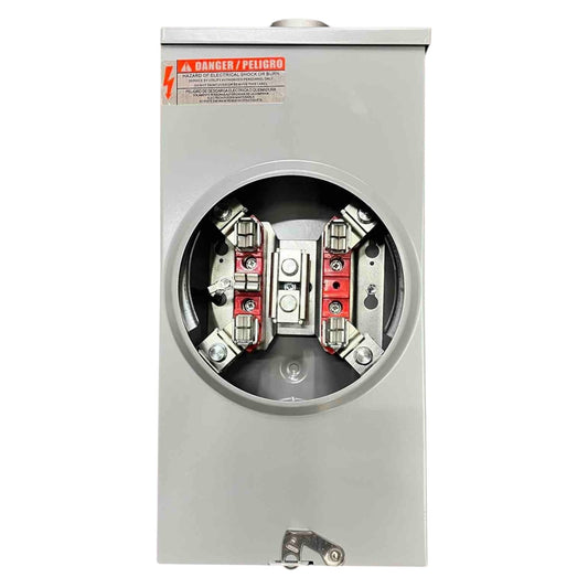 Electrical panel with visible wiring and labels on a white background