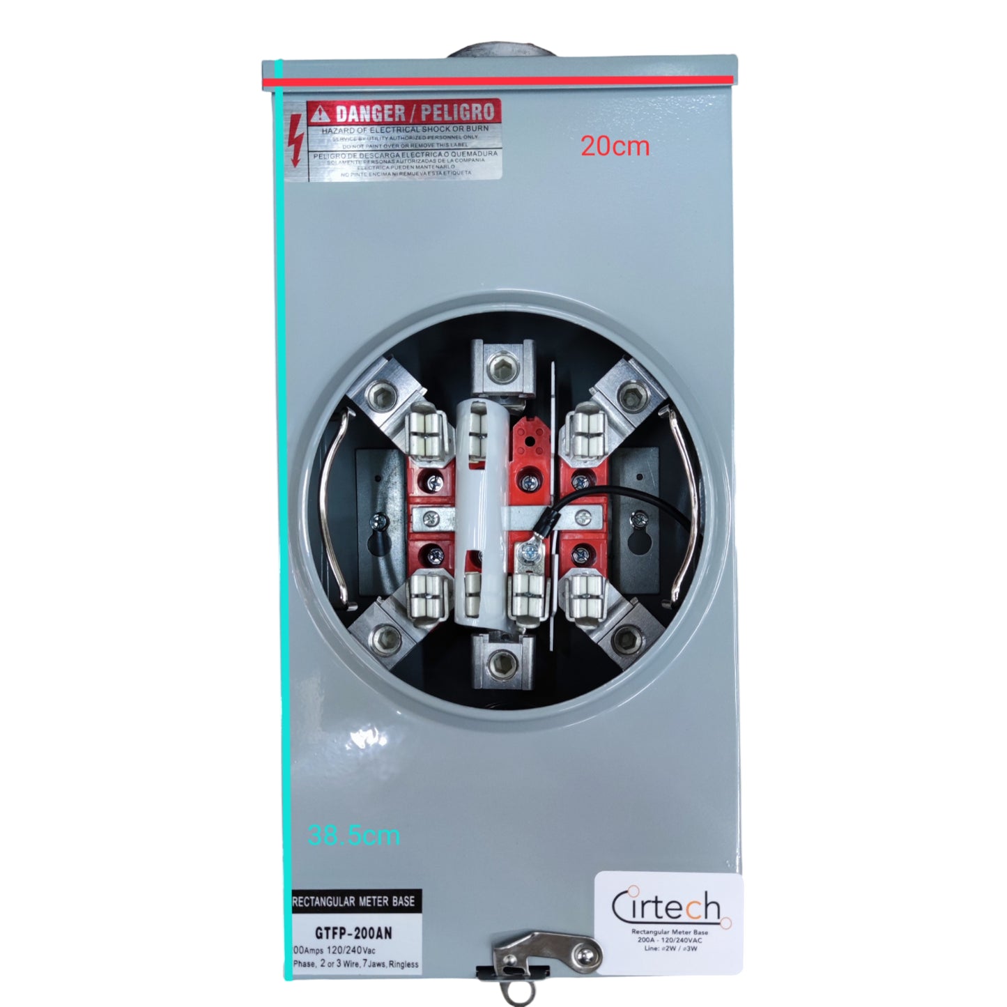 Cirtech Rectangular Meter Base  7 Jaws 1 1/2 Inch Hub, KWH Meter Base Max 200A