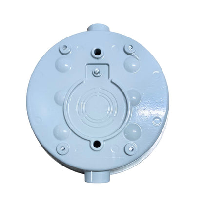Round metallic object with threaded holes on a white background Cirtech Round Meter Base 1/2 inch Hub Electrical Meter Base KWH Meter Base 4 Jaws Electx Electrical Supply