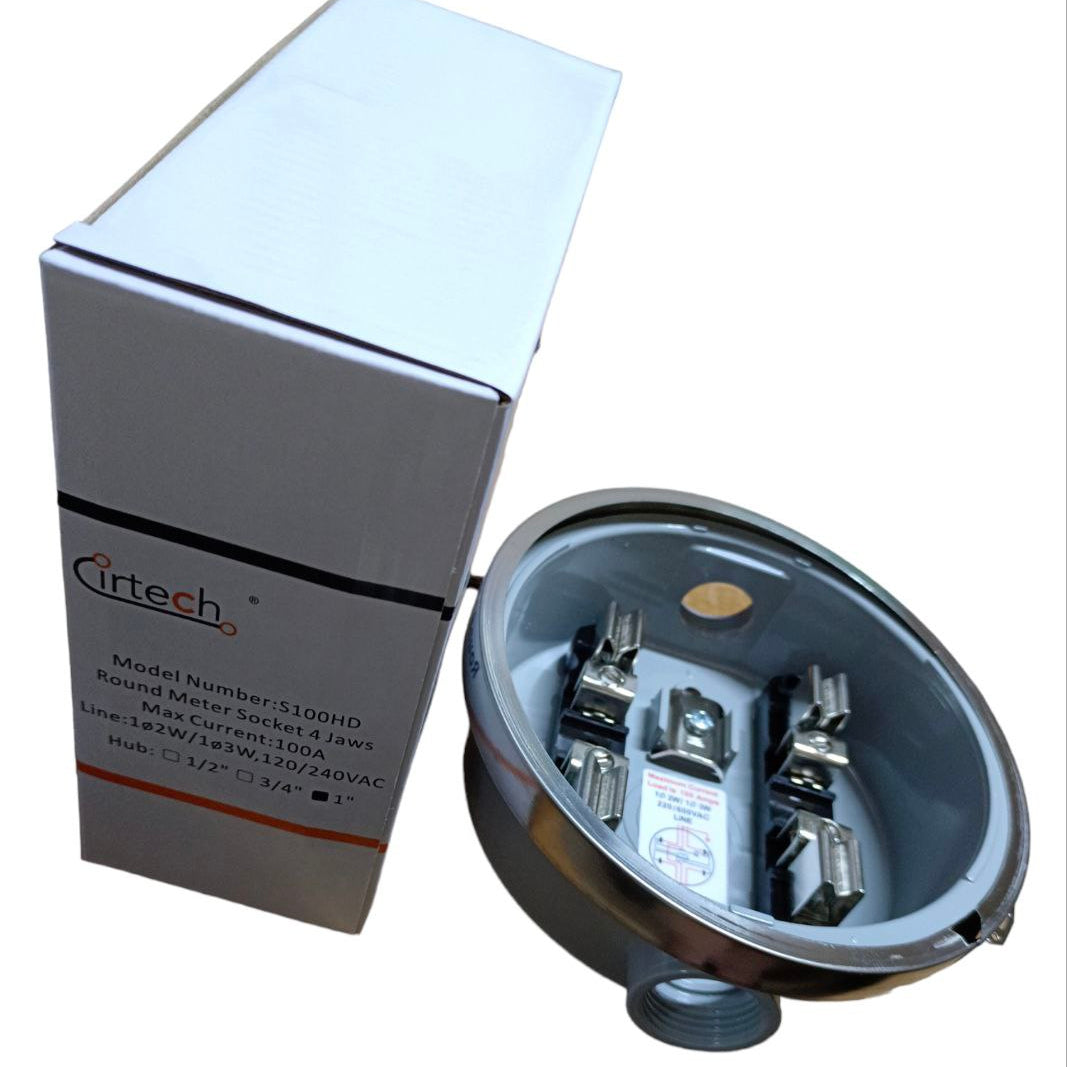 Electrical junction box with Artech branding next to its packaging on a white background