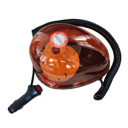 Code Red magnetic base emergency light 12V 24V with orange dome and coiled power cord for safety
