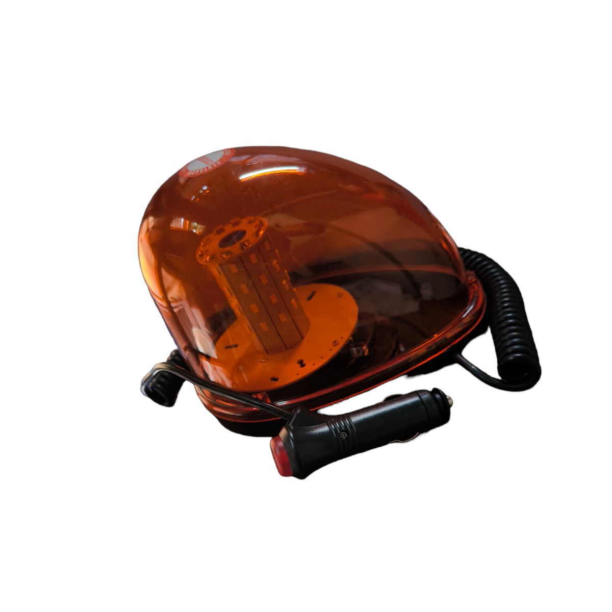 Code Red magnetic base emergency light 12V 24V with orange dome and coiled power cord