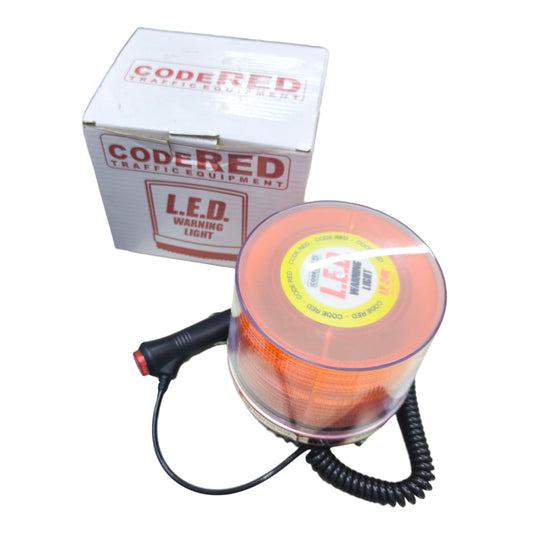 Code Red 12V 24V LED emergency beacon with detachable plug and bright orange light for safety signaling