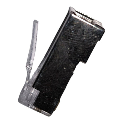 A black textured rectangular case with a clear plastic hinged cover, isolated on a white background.