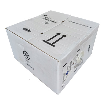 A white corrugated cardboard shipping box with printed black arrows, handling symbols, and text including 'Nexco Electronics' and a website URL, photographed on a plain white background.