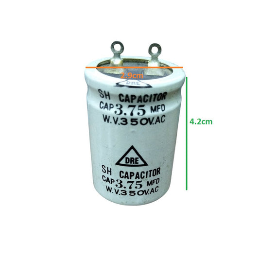 DRE 350V AC motor running capacitor with 3.75 MFD rating for reliable performance