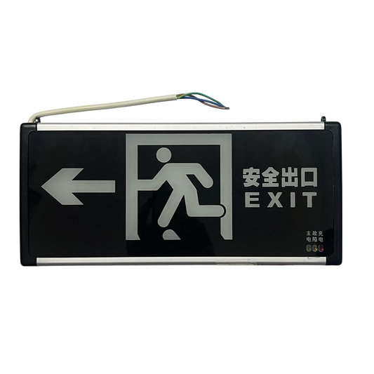Exit Sign Left Arrow Running Man Glass 220V 3W Green DZ-BLZD-1LRE3W (E)SF