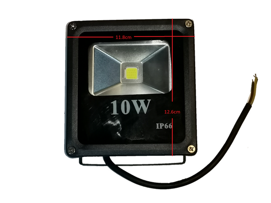 Denko waterproof 10W LED light for outdoor use with black casing and exposed wiring