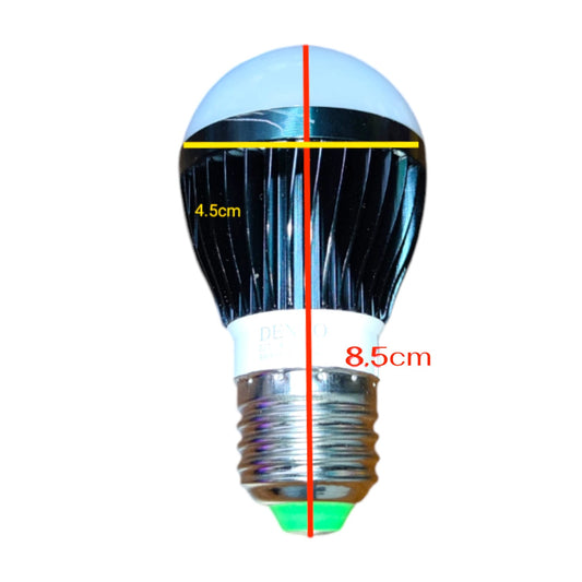 An LED light bulb with dimension markings showing a height of 8.5cm and a width of 4.5cm, isolated on a white background.