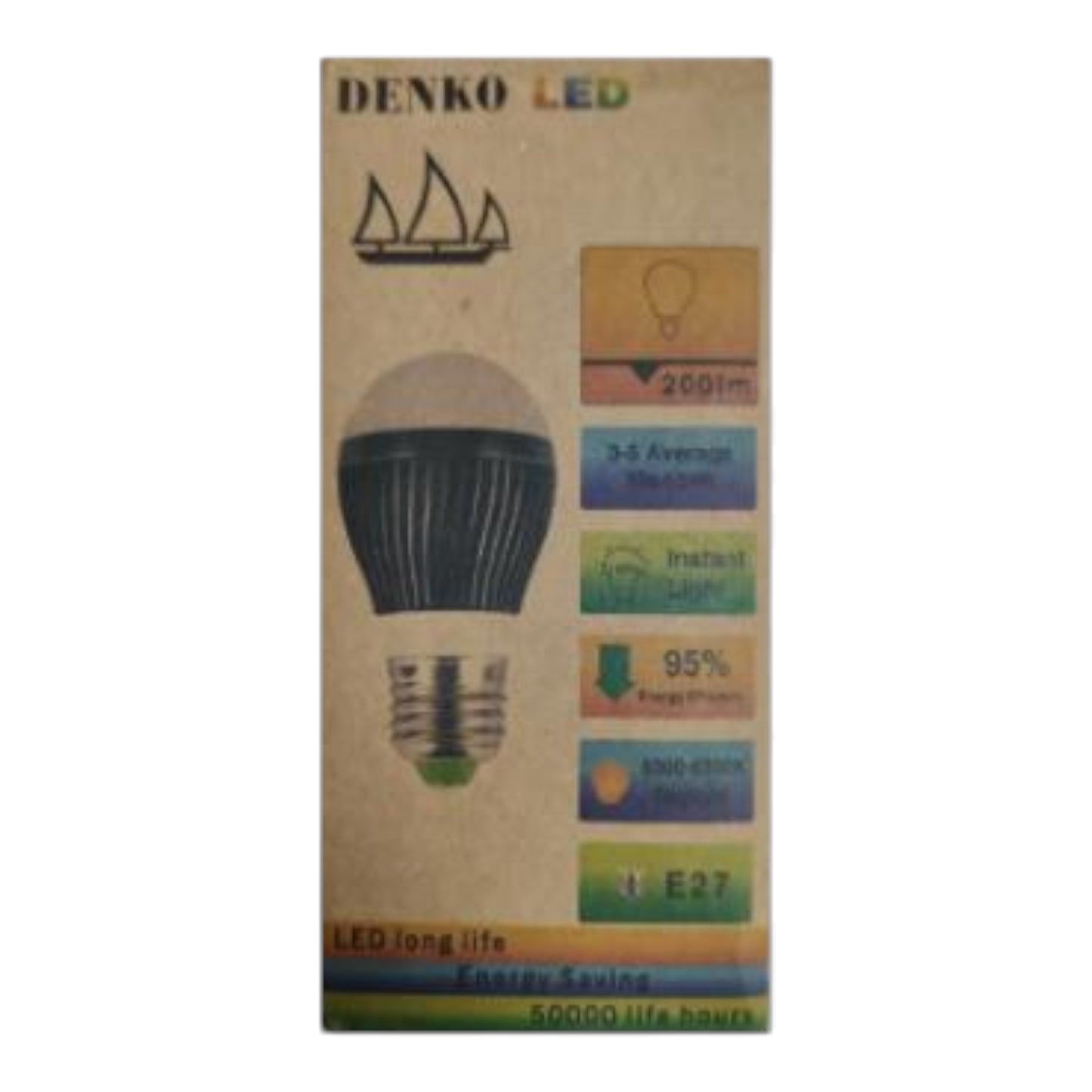 Denko 3W LED Bulb 12V DC E27 6500K Daylight with Aluminum Heat Sink needs Battery to light up