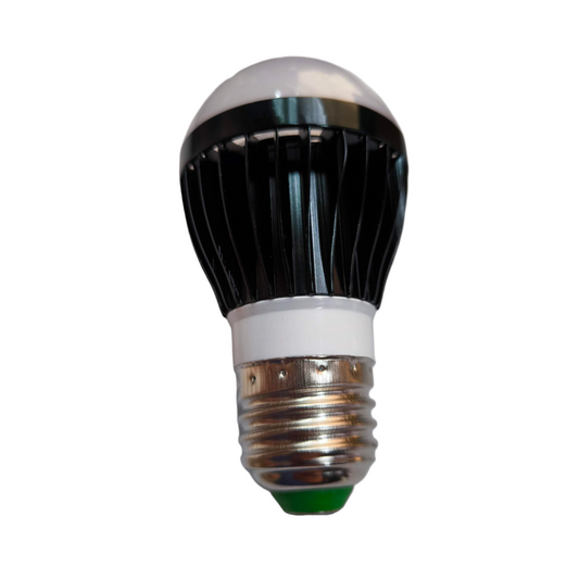 Denko 5W LED bulb E27 220V with black heat sink and silver base for energy-efficient lighting