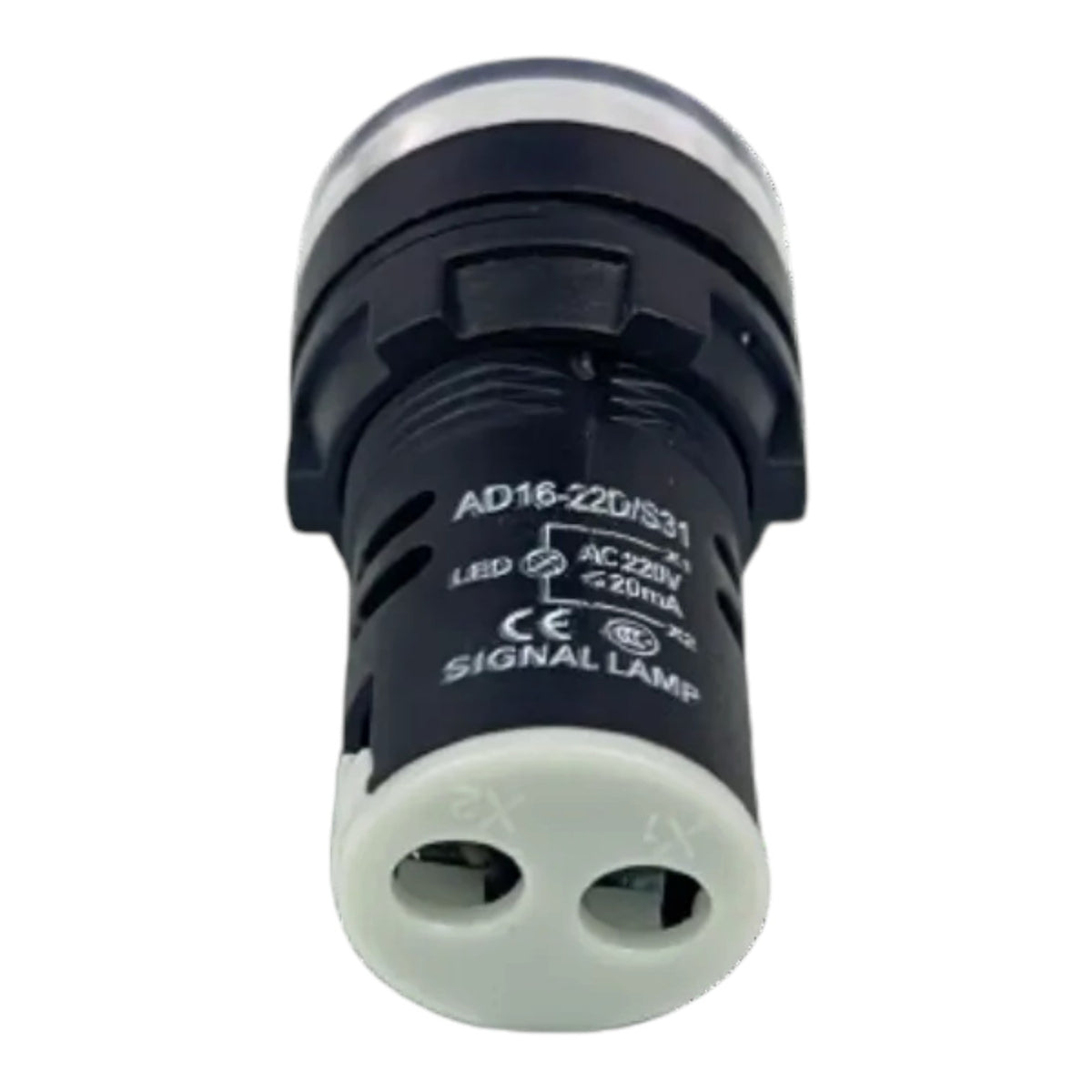 A black and white signal lamp electrical component with printed specifications including 'AD16-Z2D/S21' and 'SIGNALLAMP' on a white background.