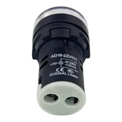 A black and white signal lamp electrical component with printed specifications including 'AD16-Z2D/S21' and 'SIGNALLAMP' on a white background.