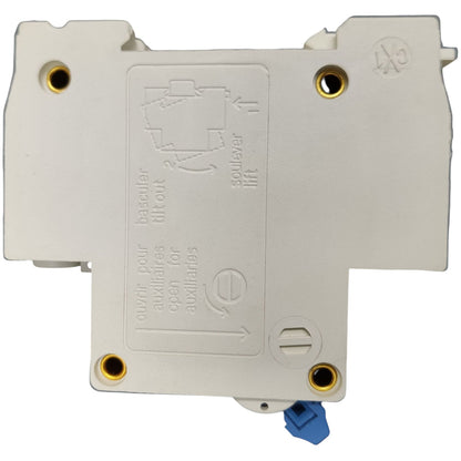 Electrical component with text and symbols on a white background
