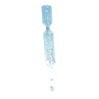 A single silver metal swatch strip with a white plastic end cap, featuring embossed markings including 'SILVER' and 'SILVER CUP', isolated on a white background.