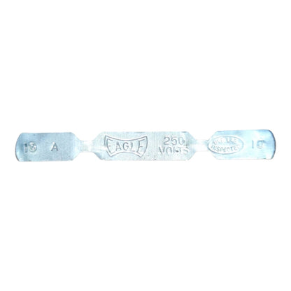 A silver metal electrical test strip, specifically an Eagle 250 V/OLTS 15A 10C test strip, shown horizontally against a plain white background.