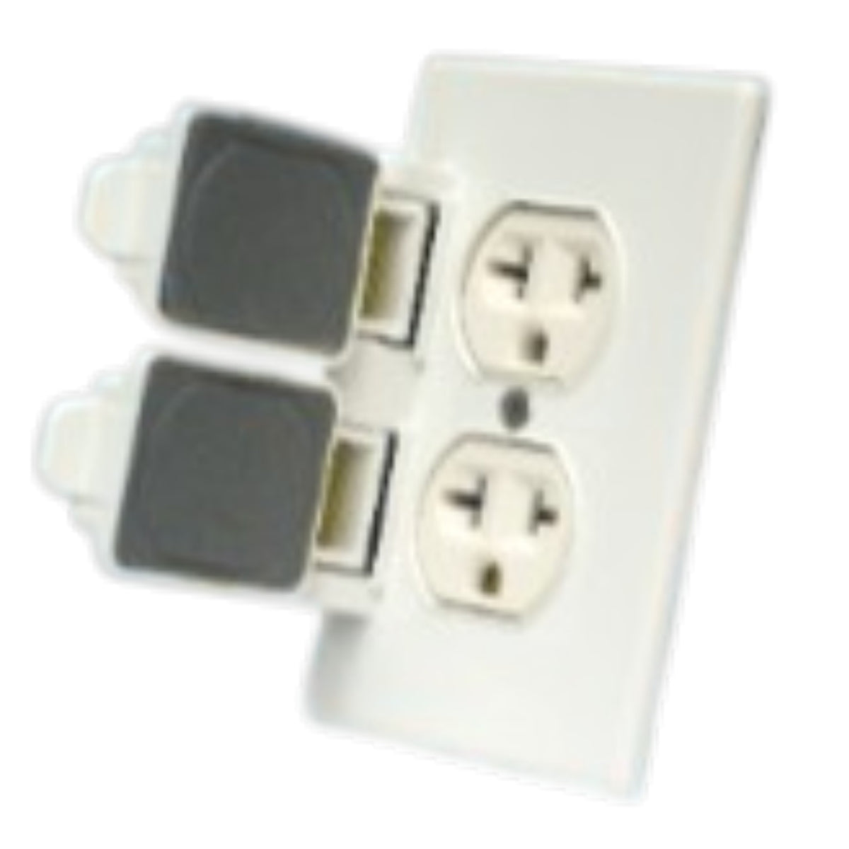 Eagle 2 Gang 16A 250V Polarized T-Slot Grounding Duplex Outlet Weatherproof Outlet Outdoor Plate w/ Snap Cover 1961/827I
