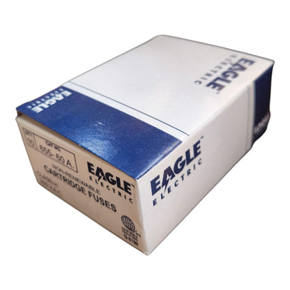 A box of Eagle Electric cartridge fuses, model G128-00 655E-60 A, shown on a plain white background.