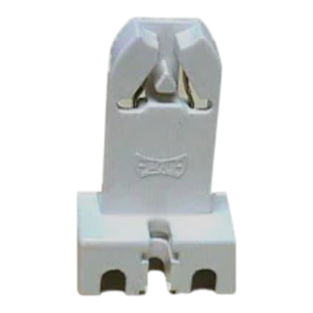 A white plastic electrical connector or terminal block component on a plain white background.