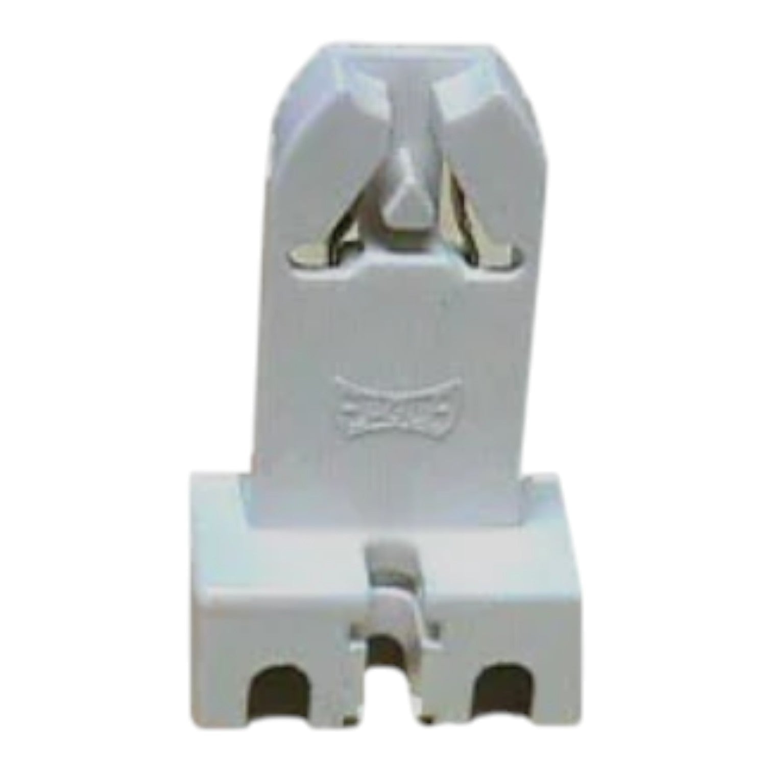 A white plastic electrical connector or terminal block component on a plain white background.