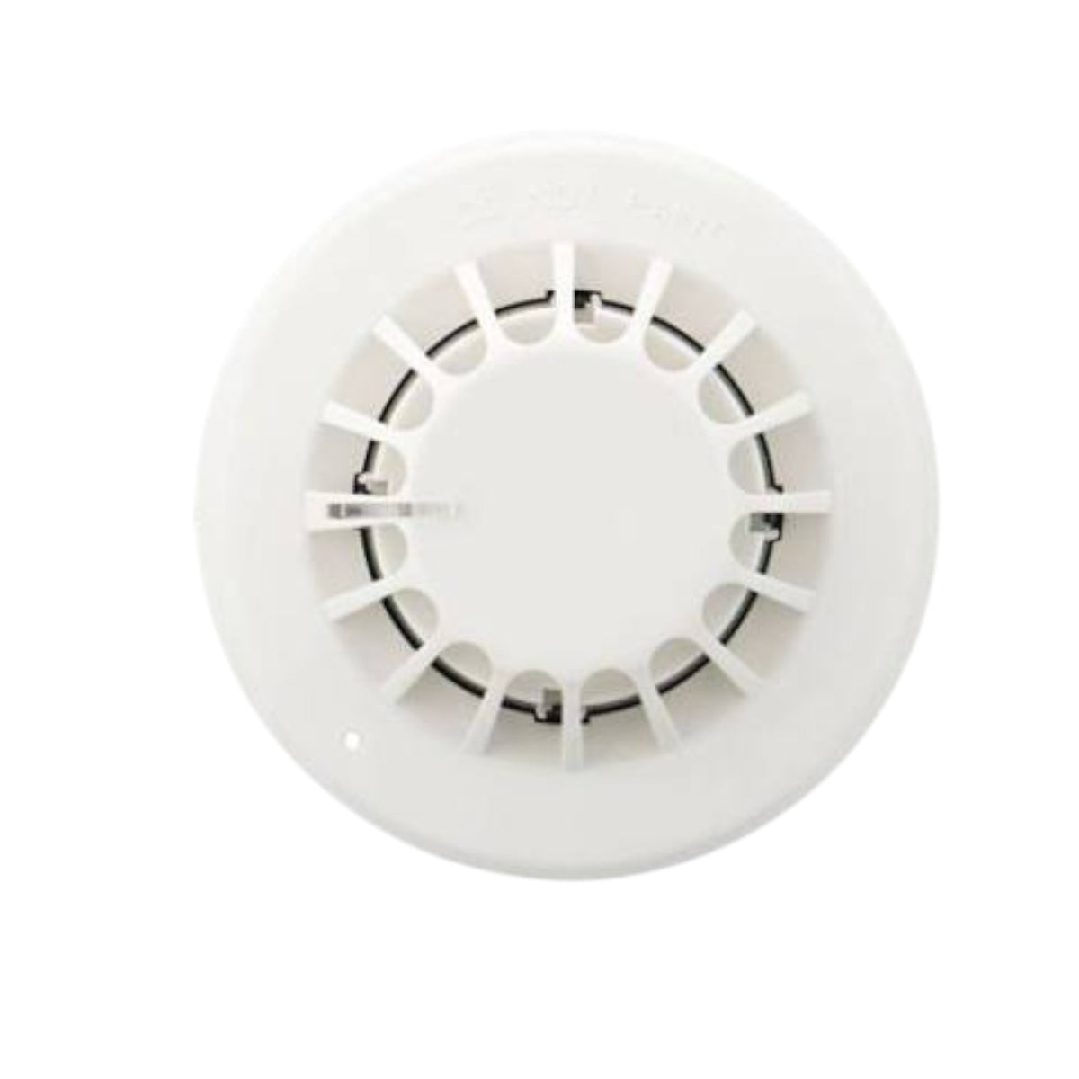 A white circular smoke detector with a vented front grille, shown against a plain white background.