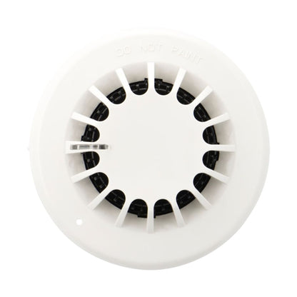 A white circular plastic smoke detector cover with radial slats and black internal elements, shown on a plain white background.