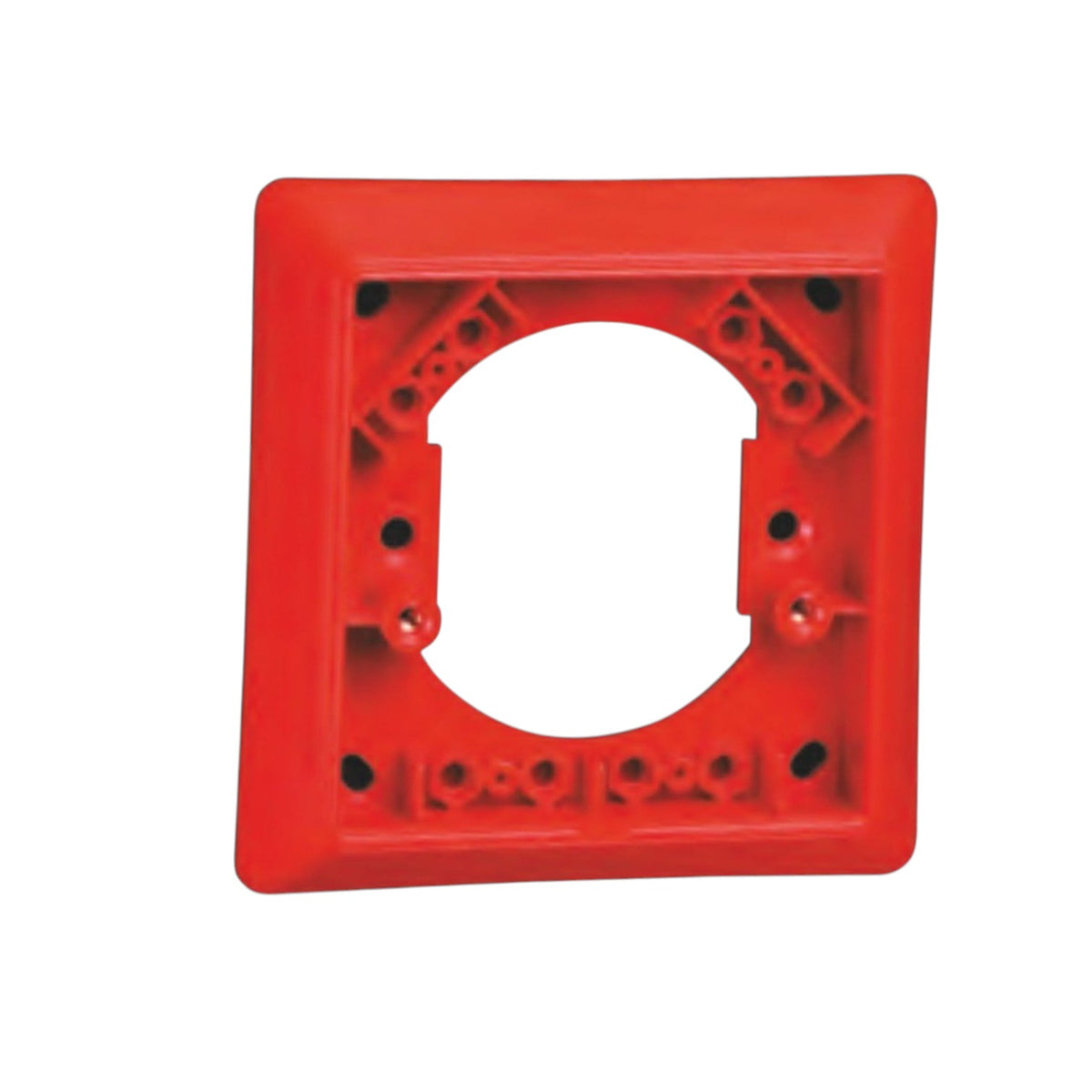 A bright red plastic electrical outlet cover plate shown against a plain white background.