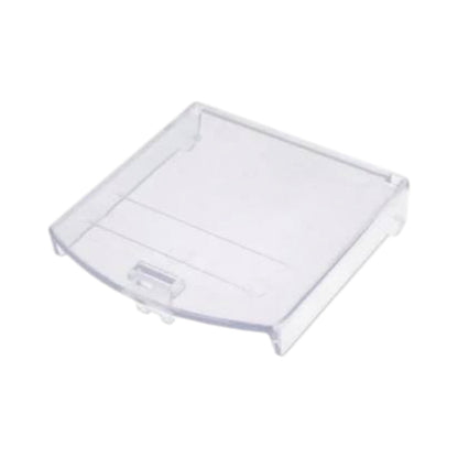 A clear plastic replacement cover or lid with a small latch mechanism, shown on a plain white background.
