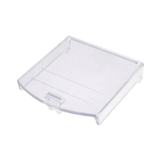 A clear plastic replacement cover or lid with a small latch mechanism, shown on a plain white background.